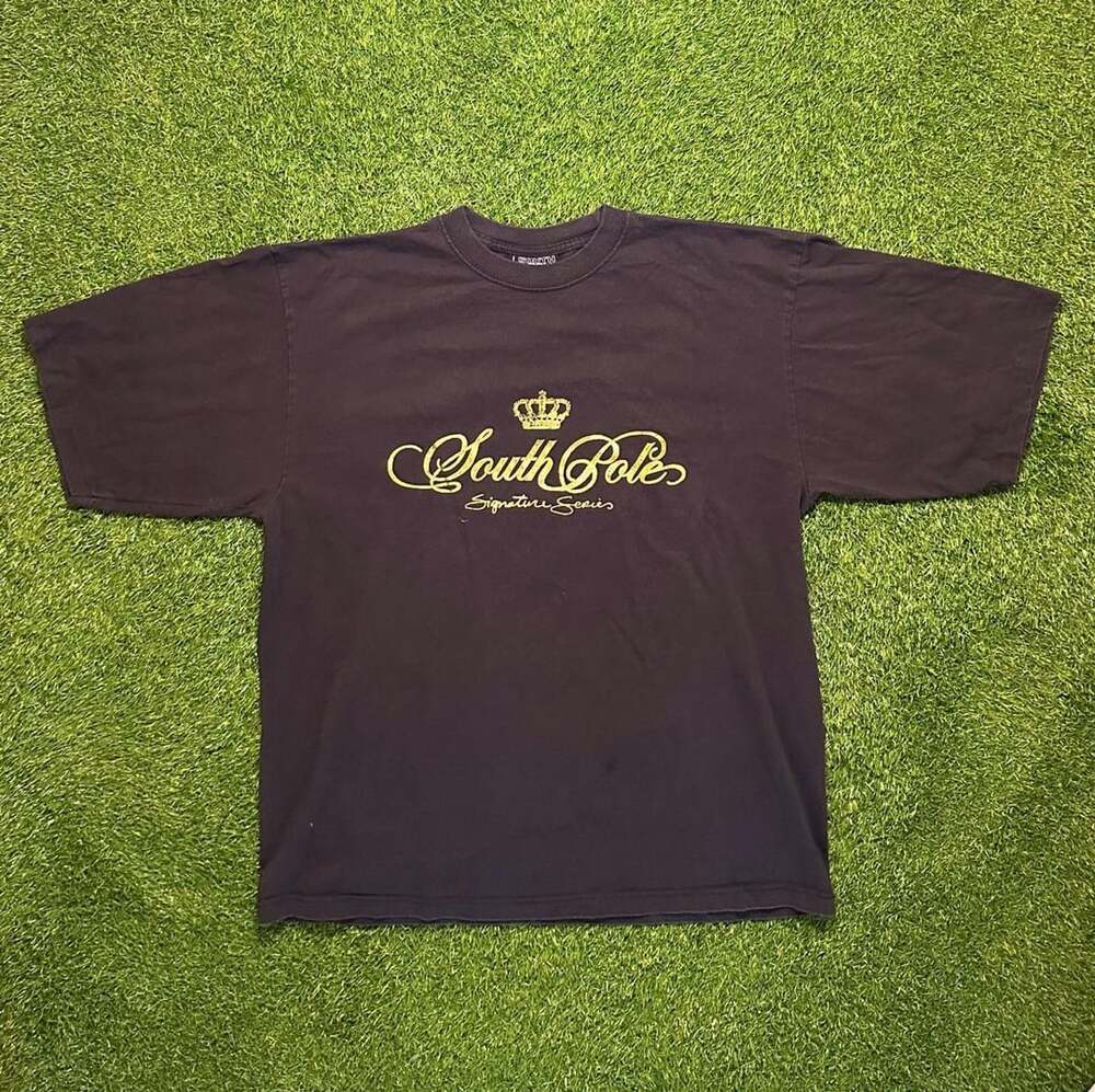 Vintage South Pole Signature Series Crown Graphic T-Shirt Black XL